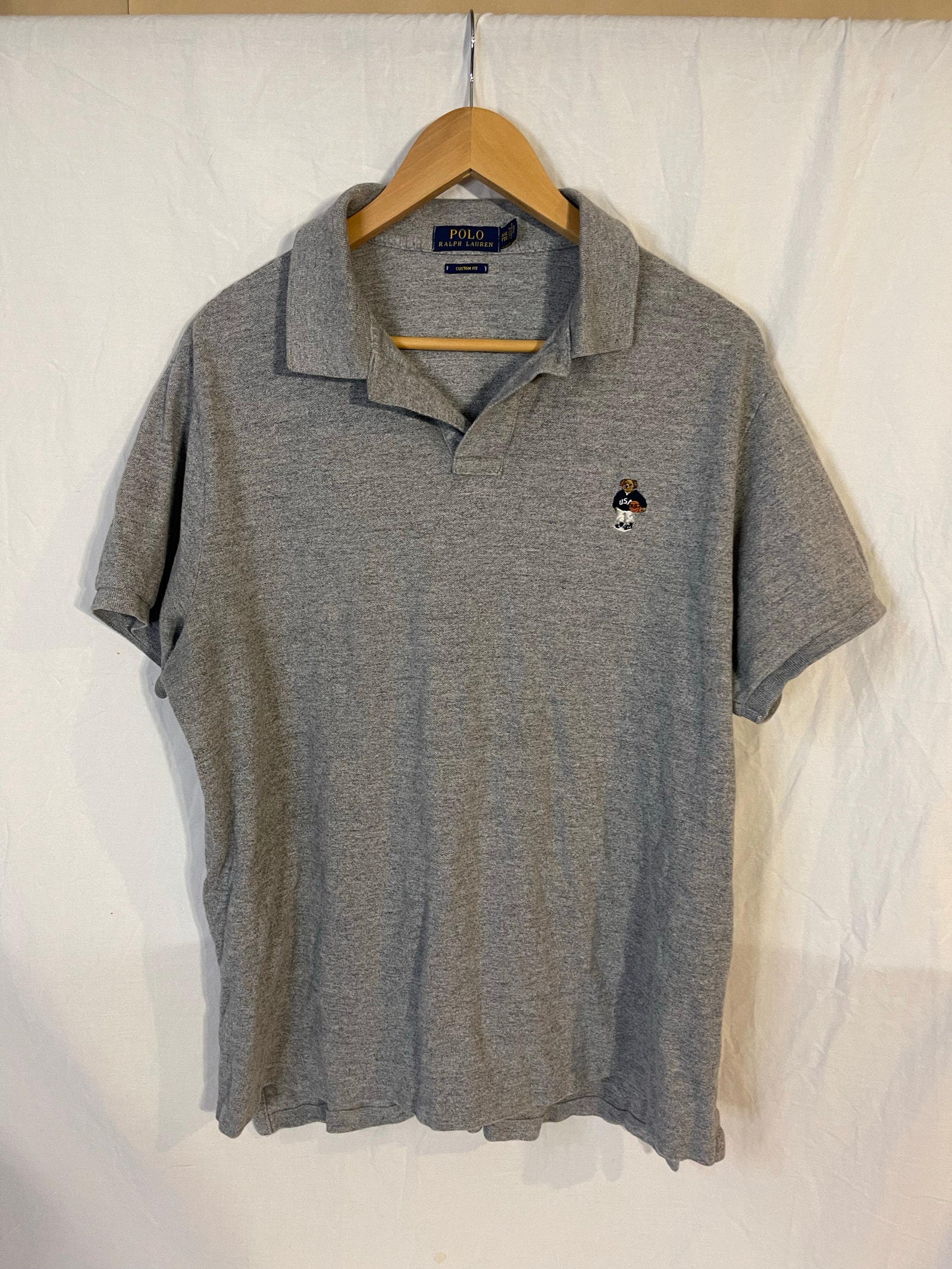 Polo Ralph Lauren Custom Fit Rare Mens Xxl Grey Bear Polo